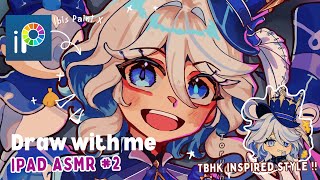 draw with me🎨 furina💙🩵┊IPAD ASMR 2┊Full Art Process sketching coloring shading┊Ibis Paint X [upl. by Mcconaghy]