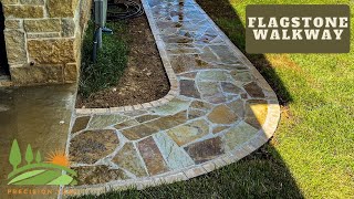 How To Build A Flagstone Walkway  Using Concrete [upl. by Hy938]