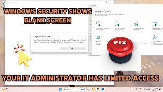 Windows Security Shows Blank Screen IT Administrator has Limited Access  Windows Security Fix 2024 [upl. by Burch]