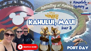 Snorkelling at Molokini Crater Maui  Day 2  Disney Cruise Line 2024  Honolulu to Sydney [upl. by Ihp821]