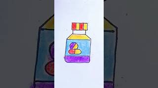 Pills bottle drawing with colour pills drawing shorts [upl. by Godard]