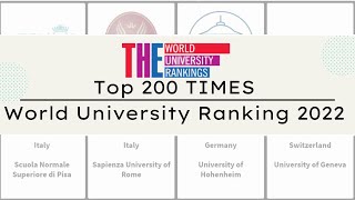 2022Top 200 TIMES World University Ranking 2022｜Times higher education 2022 University Ranking [upl. by Christianity]