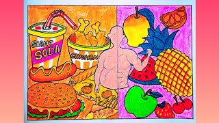 nutrition drawing  health drawing  malnutrition  eat safeeat healthy poster  eat right poster [upl. by Sholom]