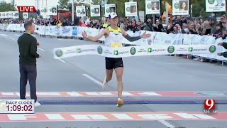 WATCH Half Marathon Winner Crosses Finish Line [upl. by Jessamyn673]