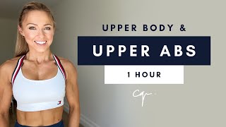 1 Hour UPPER BODY amp UPPER ABS WORKOUT at Home  Day Two of Five [upl. by Elspet]