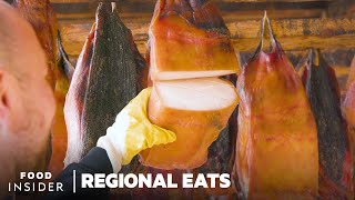 How Icelandic Fermented Shark Is Made  Regional Eats  Food Insider [upl. by Huxham]