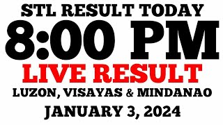 STL Result Today 8PM Draw January 3 2024 Wednesday STL LIVE Result Luzon Visayas and Mindanao [upl. by Arly]