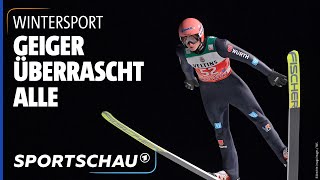 Skispringen Geiger gewinnt Auftakt der Vierschanzentournee in Oberstdorf  Sportschau [upl. by Annaeiluj]