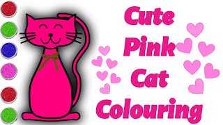 Cute Pink Cat Colouring For Kids [upl. by Nerraf711]