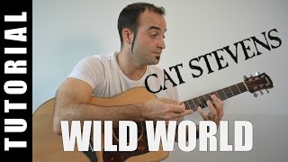 Como tocar Wild World  Cat Stevens Acordes Tutorial Guitarra [upl. by Eilama]