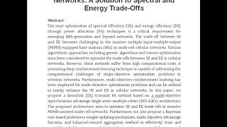 Multi Objective Reinforcement Learning for Power Allocation in Massive MIMO Networks A Solution to [upl. by Junie]