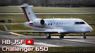 Swiss Bombardier Challenger 650 at RAF Northolt  HBJSF [upl. by Asaeret496]