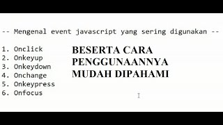 Mengenal Event Javascript yang sering digunakan dalam membuat web  VLY Studio [upl. by Laryssa]