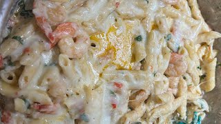 Creamy shrimp pasta salad and garlic bread [upl. by Clementi]