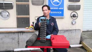 Mercedes Coil Spring Removal Doing it Safely with the Right Tool [upl. by Hendel230]