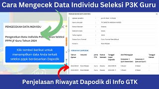 Cara Mengecek Data Individu Pendaftaran Seleksi PPPK JF Guru Tahun 2024 [upl. by Esikram]