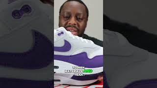 Material Breakdown on Air Max 1 Field Purple Suede Sneakers DZ4549 101 [upl. by Eirrok]