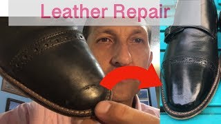 Repairing gougedcut leather Florsheims [upl. by Navonod]