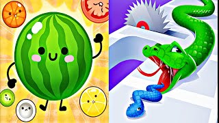 Shake run race vs Watermelon game Satisfying Mobile Games  Balls Boom [upl. by Mudenihc724]