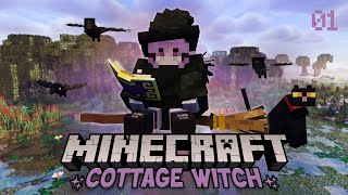 Minecraft but as a WITCH 🐈‍⬛  Cottage Witch Modded Episode 1 [upl. by Bellis946]