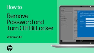 How to Remove your Password and Turn Off BitLocker on a Windows 10 Computer  HP Support [upl. by Rosario]