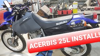 DR650 ADVENTURE BUILD PART 1 ACERBIS 25L GAS TANK INSTALL [upl. by Anatnom907]