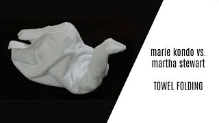 How to Fold Towels to Save Space  Marie Kondo vs Martha Stewart [upl. by Abebi976]