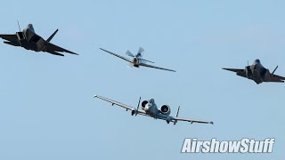 A10 Warthog Demo and P51F22F35 Heritage Flight Tuesday  EAA AirVenture Oshkosh 2019 [upl. by Anaujd425]