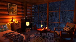 Cozy Winter Cabin  Relaxing Blizzard and Snowstorm Sounds w Fireplace for Sleep amp Relaxation [upl. by Picker]