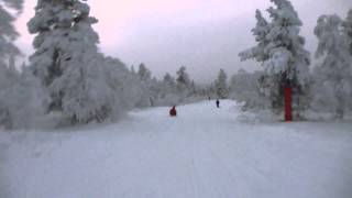 Emma Tobogganing in Lapland Saariselkä in Finland  Longest Taboggan run in Northern Europe [upl. by Hnoj]