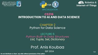 CS316 Python BuiltIn Data Structures  List Tuple Set Dictionary [upl. by Alhan20]