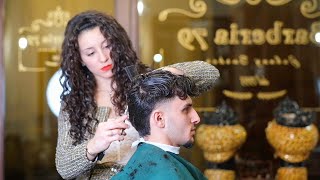 ASMR 💈 ITALIAN WOMAN BARBER “CURLY JAMES DEAN” [upl. by Joshi]