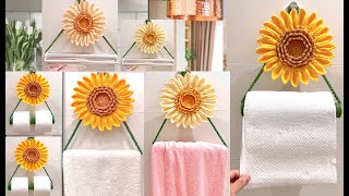 Tejí hermosas decoraciones PORTATOALLAS GIRASOLES para organizar el BAÑO y la COCINA a CROCHET [upl. by Clova271]