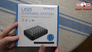 Unboxing 6 Port USB Multi Charging Station Ladestation für mehrere Geräte Smartphone Tablet [upl. by Bannasch175]