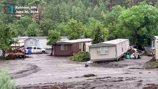 Flooding and fire in Ruidoso damages New Mexico town Las Vegas NM impact [upl. by Acemahs]