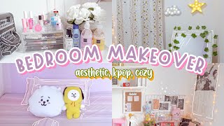 BEDROOM MAKEOVER ✨ aesthetic 🌱 kpop  INDONESIA [upl. by Attesor]