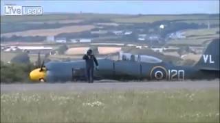 Hawker Sea Fury crash landing at Air Show [upl. by Saeger]