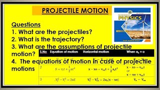 Projectile motion Lec 1 DefinitionexamplesTrajectoryAssumptions Equations of motions in Proj [upl. by Ecnerewal]