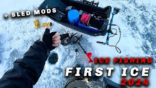 FIRST ICE Ice Fishing Northern MN in Modded Jet Sled [upl. by Cappella]