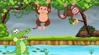 3 Little Monkeys Swinging in the Tree  Kids Songs amp Fun Adventures  Kids Island  Sing Along Song [upl. by Kcirneh]