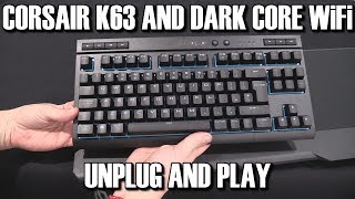 Corsair K63 Wireless Keyboard Dark Core Mouse MM1000 Mousepad Review [upl. by Eidde]