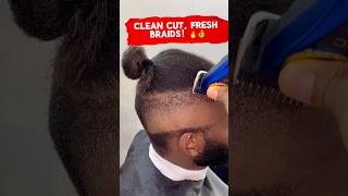 Clean cut fresh braids 🔥👌 FreshCut BraidsForMen BarberLife MensHair HairGoals [upl. by Epifano]