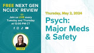 Free Next Gen NCLEX® Review Psych Major Meds amp Safety [upl. by Ybba]