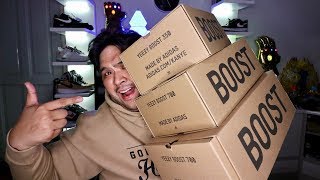 WHERE TO BUY CHEAP LEGIT YEEZYS UNDER RETAIL TRIPLE YEEZY UNBOXING [upl. by Ghassan]