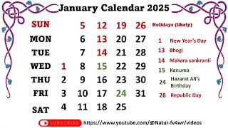 January Calendar 2025 januarycalender2025 [upl. by Spieler926]