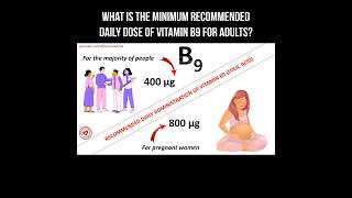 What is the minimum recommended daily dose of vitamin B9 for adults vitamindeficiency vitaminb9 [upl. by Oicapot]