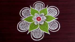 Very easy n different style rangoli kolam design  Geethala muggulu RangolibyUma rangoli [upl. by Larrabee]