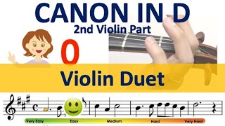 Canon in D by Pachelbel Violin Duet 2nd violin part sheet music and easy tutorial [upl. by Anawot162]