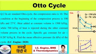 Otto Cycle Numerical  Otto Cycle Problem  IC Engine  Mean effective pressure [upl. by Hgeilhsa]