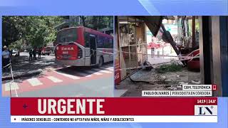 Córdoba un colectivo se incrustó en un kiosco hay dos personas heridas por el hecho [upl. by Hun]